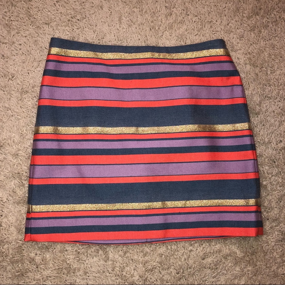 Orange, purple, navy, gold mini skirt